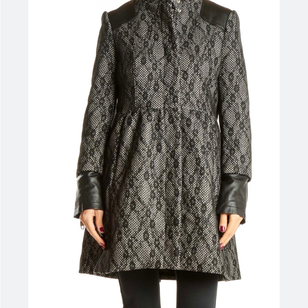 Steve Madden faux leather trim lace coat.